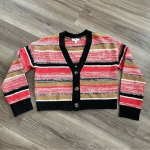 BP. Multicolored Stripe Semi-Cropped Knit Cardigan Women Size X-Small